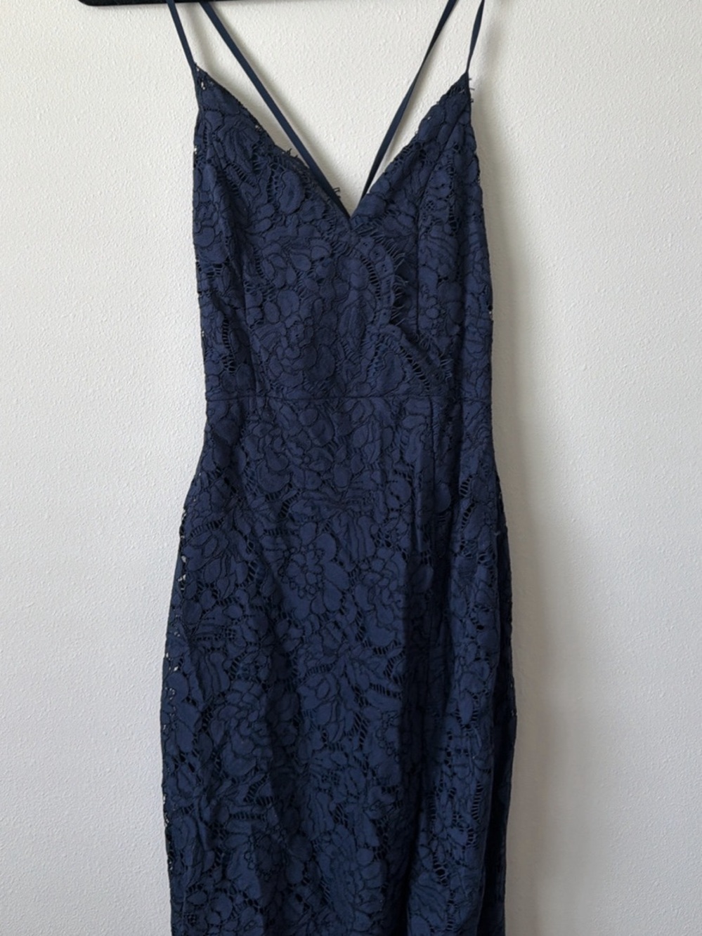 Lulu’s Navy Lace Spaghetti Strap Dress